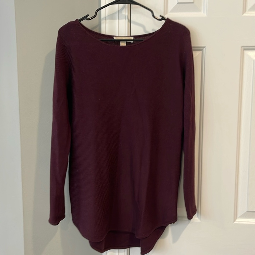 Michael Kors size Small Burgundy Sweater with side zipper detail.